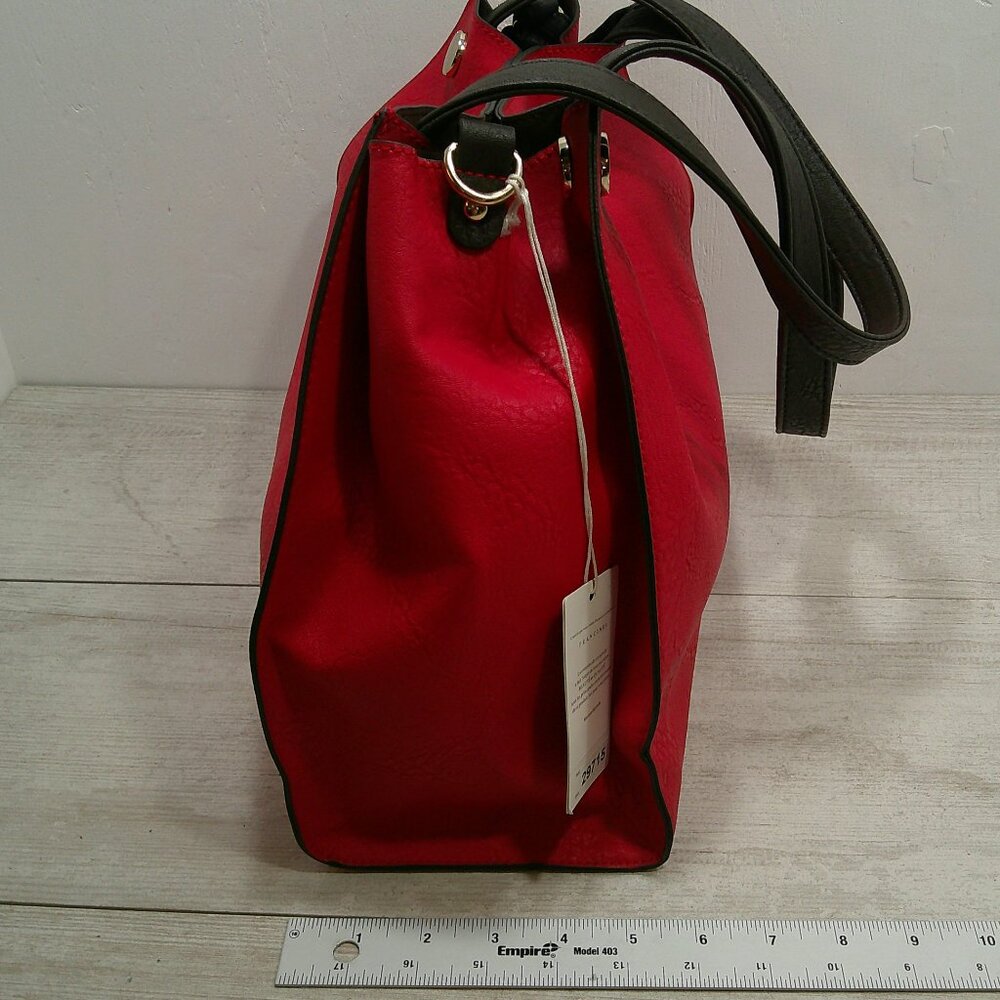 Francinel Paris Cherry Red & Brown Leather Satchel Purse | Pocketbook New w/tags - Picture 7 of 15